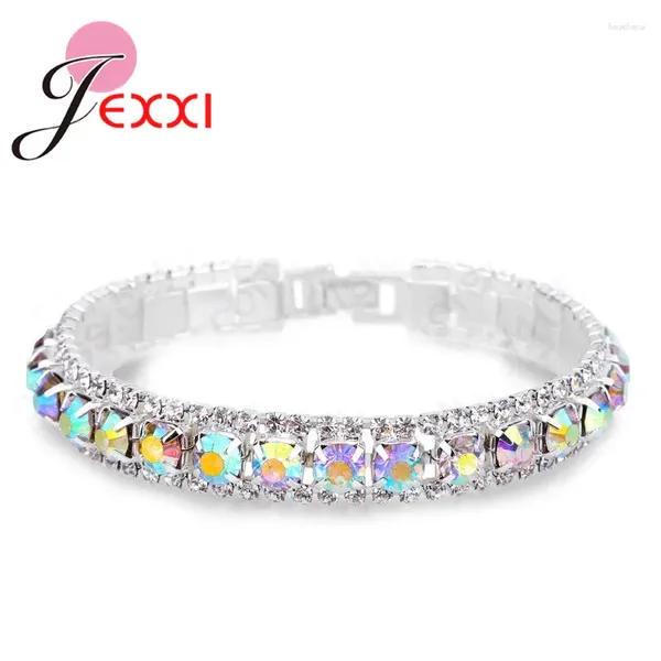 Link Bracelets Último diseño 925 STERLING Silver Women Joya Classic Clear Cubic Zircon Brazle Bangle Wholesale CZ Crystal