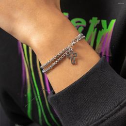 Bracelets à maillons chaîne en couches avec pendentif croix hommes breloques à la mode main épaisse 2023 bijoux de mode sur accessoires cadeau masculin