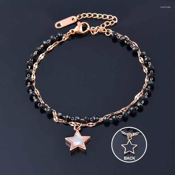 Lien Bracelets LEEKER Punk Acier Inoxydable Pour Femme Noir Blanc Étoile Accessoires Bijoux Or Rose Couleur À Main 218 LK6