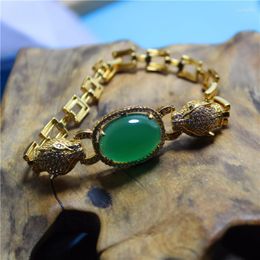 Link armbanden LiMJEE Groothandel klassieke groene agaat luipaard
