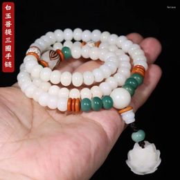 Bracelets de liaison alimentation en direct 6 mm 8 mm Jade Bodhi racine Bracelet à trois cercle Multi-circle avec dok bua kao