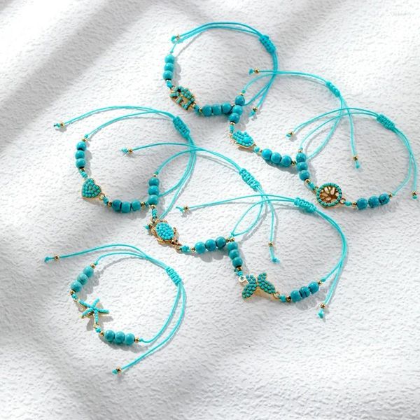 Bracelets de liaison Lost Lady 2024 pur à la main ajusté à la main Blue Turquoise Bracelet Bracelet de style coréen Personnalité de style coréen