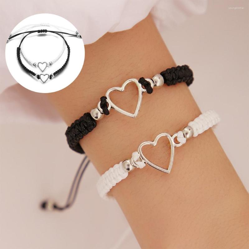 Link bransoletki miłość serce para bransoletka dla kochanków kobiety mężczyźni ręcznie wykonane regulowane liny przyjaciele relacja dopasowanie prezentu biżuterii