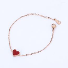 Link Armbanden Love-Heart Dubbele Redblack Bracelet Titanium Steel Rose Gold Color Hoge kwaliteit sieraden Drop