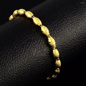 Link Armbanden Lucky Bead Armband Voor Vrouwen Mannen Mode-sieraden Gift Geel Goud Gevuld Polsketting