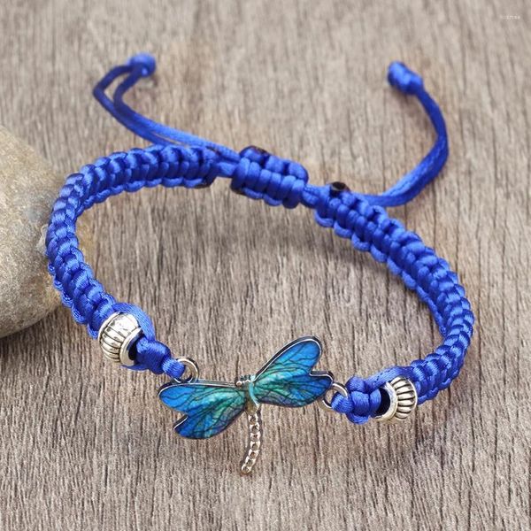 Bracelets à maillons Lucky Blue Dragonfly tressé à la main bracelet réglable pour femmes hommes mode méditation bijoux cadeau charme bracelets