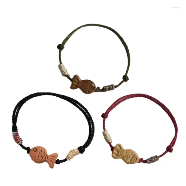 Bracelets à maillons en forme de poisson porte-bonheur pour femmes, bijoux de poignet réglables en fil tissé, uniques tressés, livraison directe