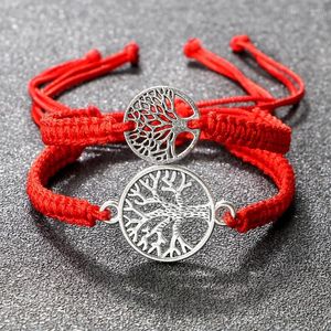 Link Bracciali Lucky Red String Braid Classic Retro Alloy The Tree Of Life Handmade Uomo Donna Kid Wristband Yoga Jewelry Gift Bangles