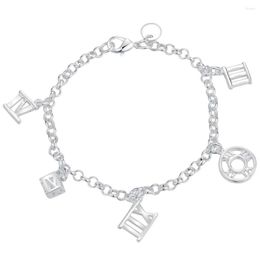 Link Armbanden Lucky S925 Charm Voor Vrouwen Verzilverd Kerstcadeaus Dame Mode Klassieke Sieraden Romeinse Cijfers AH125