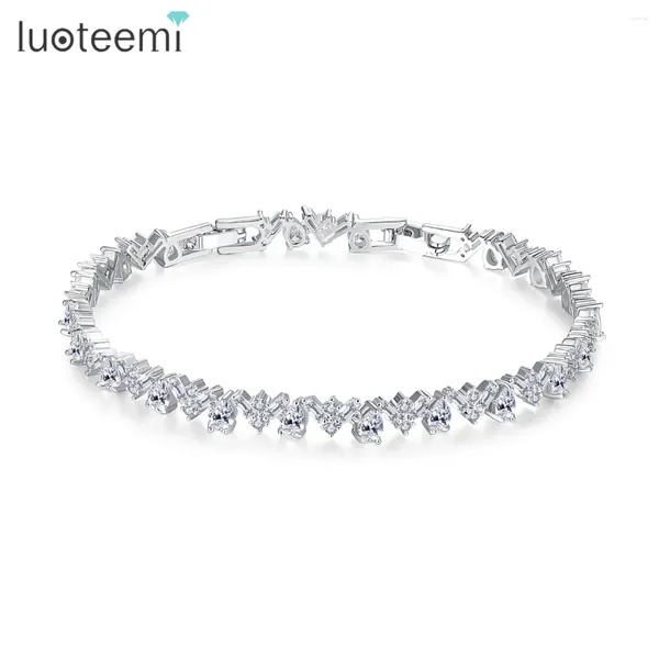 Bracelets de liaison Luoteemi Bracelet de zircon de luxe de luxe Fashion High Quality Elegant Bridal Wedding Femmes CZ Zirconia Party Gift Factory Sale