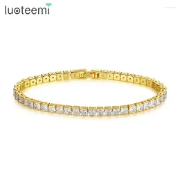 Link Armbanden LUOTEEMI Mozaïek Zirconia Tennis Armband Armbanden Voor Vrouwen Mode-sieraden Pulseras Mujer Kerstcadeau