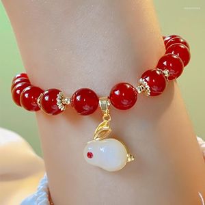 Link Armbanden Luxe Bedelarmband Voor Vrouwen Nep Tian Jade Lucky Rood Glas Kraal Jaar Armbanden Sieraden Gift 2023