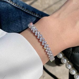 Bracelets à maillons Bracelet de Tennis en cristal de luxe pour femmes Noble chaîne de main de mariage brillant couleur argent zircon cubique bijoux de mode JSH001