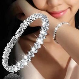 Bracelets à maillons de luxe en cristal de zircone cubique pour femmes et hommes, couleur or et argent, chaîne, bijoux cadeaux