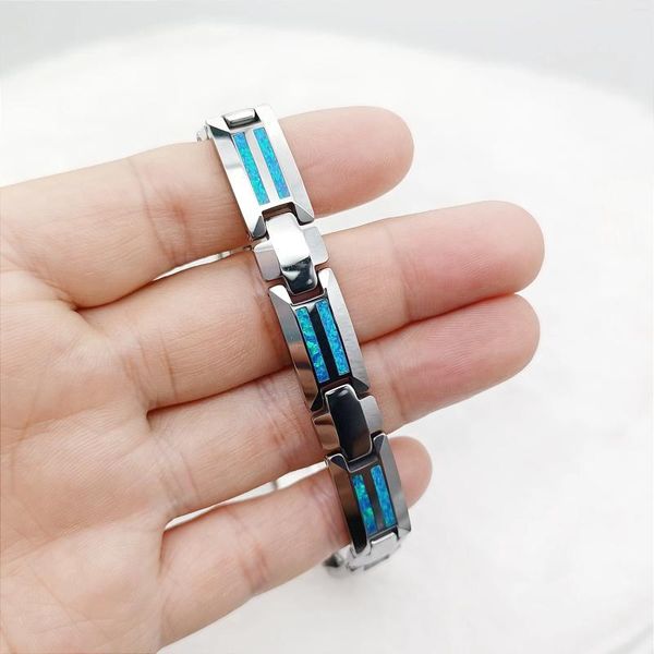 Pulseras de enlace Diseñador de lujo Blue Opal Tungsten Carbide Charm Pulsera para hombres Joyas de moda de Magnet Magnet Never Fade