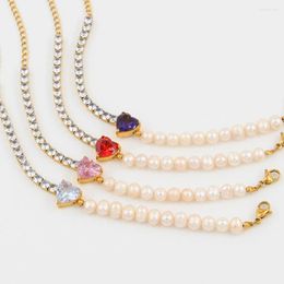 Link pulseiras luxo design requintado amor coração zircão pulseira de cristal de aço inoxidável adequado para presentes de jóias de aniversário feminino