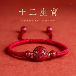 Link Armbanden Luxe sieraden Twaalf Zodiac Red Rope Bracelet Vrouwelijk geboorterjaar kralen geweven handriem natuurlijke cinnabar kinderen