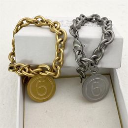 Bracelets à maillons de luxe Margiela MM6 Bracelets mode titane acier classique numéro 6 MM Couple personnalisé Pulseras bijoux Joyas