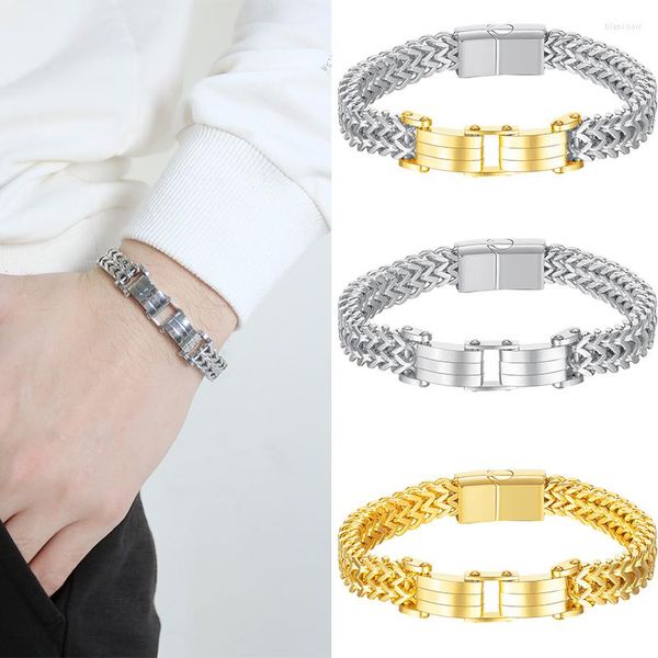 Lien Bracelets De Luxe Hommes Main Bracelet Pour Homme En Acier Inoxydable Facile Crochet Tendance Bracelets D'affaires Fête D'anniversaire Bijoux Accessoires