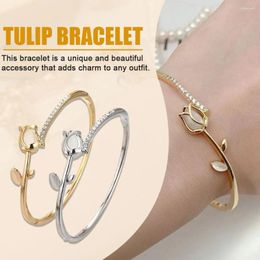 Link Armbanden Luxe Opal Rose Tulip Elegant Flower Bangle Crystal Bracelet Friendship Sieraden Gift Trendy Drop