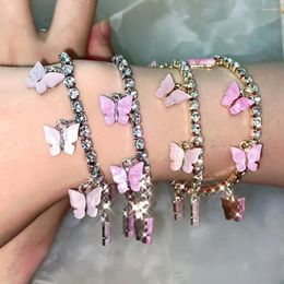 Link Armbanden luxe strass Butterfly Tennis Bracelet Charm Handketen Sieraden voor vrouwen Bling Crystal Bangle Gift