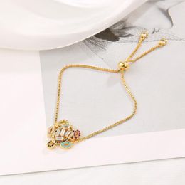 Link armbanden luxe schildpad cz armband 18k gouden vrouwen armband kleurrijk kristal zirkoon verstelbare koperen sieraden cadeau 2022