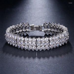 Link Armbanden Luxe Zirkoon Grote Brede Wrap Armband Voor Vrouwen Vintage Zirconia Vrouwelijke Bruiloft Sieraden 2024