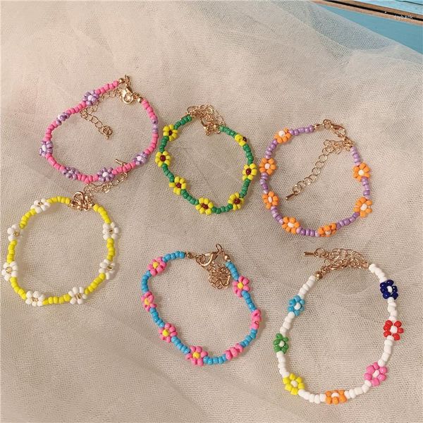 Bracelets à maillons MAKERSLAND – Bracelet de perles de couleur Vintage pour fille, perle de riz, fleur, Zou Ju, bijoux, vente en gros, mode pour femmes, 2023