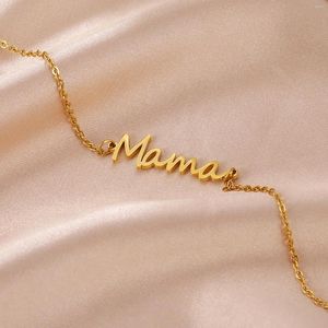 Link Armbanden Mama Brief Hanger Roestvrij Staal Goud Kleur Armband Voor Vrouwen Vrouw Verjaardag Sieraden Minnaar Moeder Moeder Geschenken