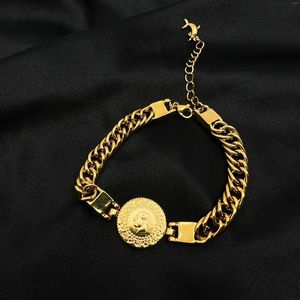 Bracelets à maillons MANDI prix de gros chaîne épaisse Bracelet plaqué or pièce de monnaie turque bijoux à la mode professionnels sans décoloration pour la fête