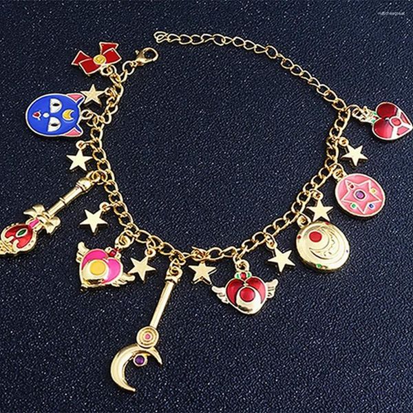 Pulseras de eslabones Medsor Anime Tv Moon Chains Color dorado accesorios de joyería clásica regalos para fanáticos niñas colecciones de mujeres