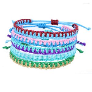 Bracelets à maillons Meetvii tresse faite à la main Bracelet en corde de cire imperméable à l'eau ondulant chanceux Double couleur chaîne pour bijoux de plage d'été