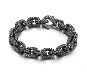 Link armbanden Men#39; S Bracelet roestvrij staalpatroon Doos Rolo ketting Vintage zwart 13 mm 8,66 inch 80 g gewicht hoge kwalilty kerst