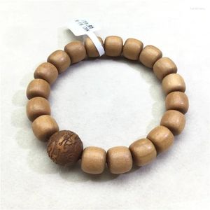 Pulseras de eslabones Pulsera de cuentas de oración budista de sándalo natural marrón para hombres y mujeres con madera para meditación Mindfulness