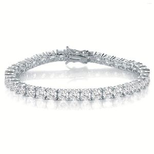 Bracelets à maillons Bracelet de tennis pour hommes et femmes 6 mm Zircon rond Plaqué platine 18 carats Taille 6-8,5 pouces