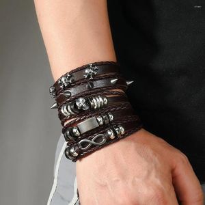 Link armbanden heren armband overdreven punk trend onbeperkt symboolaccessoires handgemaakte weven multi-layer set