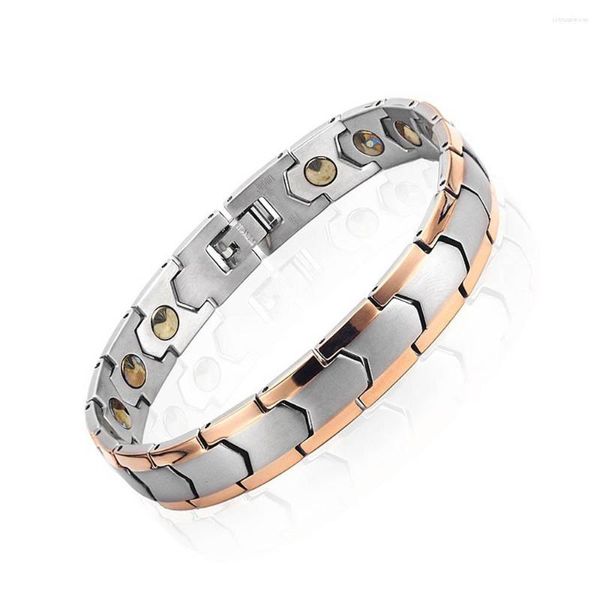 Lien Bracelets Homme Titane Acier Germanium Bracelet Magnétique Mode Simple Inoxydable