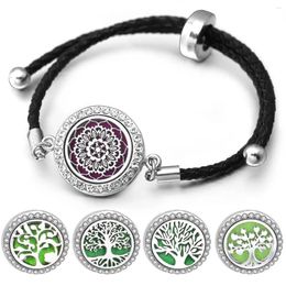 Bracelets de liaison hommes femmes Bracelet à huile essentielle Pu Boîte à huile essentielle Charme Pendre en acier inoxydable Tree de vie Bijoux Cadeau