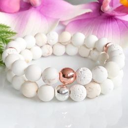 Bracelets à maillons MG1512 Bracelet en pierre de lave de roche naturelle diffuseur d'huile essentielle Mala perlé pour les femmes guérison de l'anxiété
