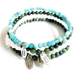 Link Armbanden MG1809 Ontwerp 4 MM Grade Apatiet Azuriet Mos Agaat Witte Jade Edelsteen Armband Set Handgemaakte Charme Pols Malas