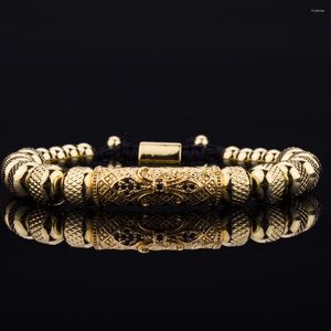 Lien Bracelets Micro Pave CZ Tube Court Charme Royal MenWomen Cristaux En Acier Inoxydable Bracelets Couple Bijoux Faits À La Main Cadeau