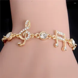 Bracelets à maillons MISANANRYNE bijoux de luxe cadeaux couleur or Notes de musique Bracelet cristal breloque en Zircon pour les femmes