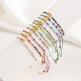 Bracelets à maillons pour femmes, mélange de couleurs, brins Boho, breloque, cœur, amour, perles de rocaille Miyuki, cordon pliable, bijoux, vente en gros