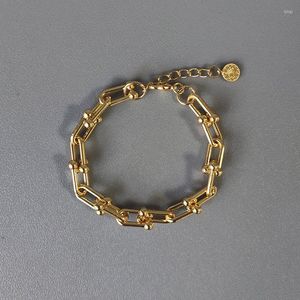 Pulseras de eslabones, abalorio de cadena Punk de color dorado moderno para mujer, accesorios de brazo únicos, regalos de joyería de fiesta, brazalete de moda salvaje 2023