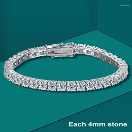 Bracelets à maillons Bracelet de tennis Moissanite avec certificat en argent sterling 925 plaqué or 3/4/5/6,5 mm bracelet en diamant pour femmes et hommes