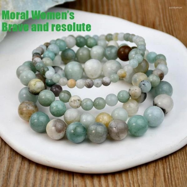 Bracelets de liaison Mom cadeau perles naturelles Bracelet Amazonite Femmes Bangles Organisateur 6 8 10 mm Love Regalos Originales Accessoires Lady
