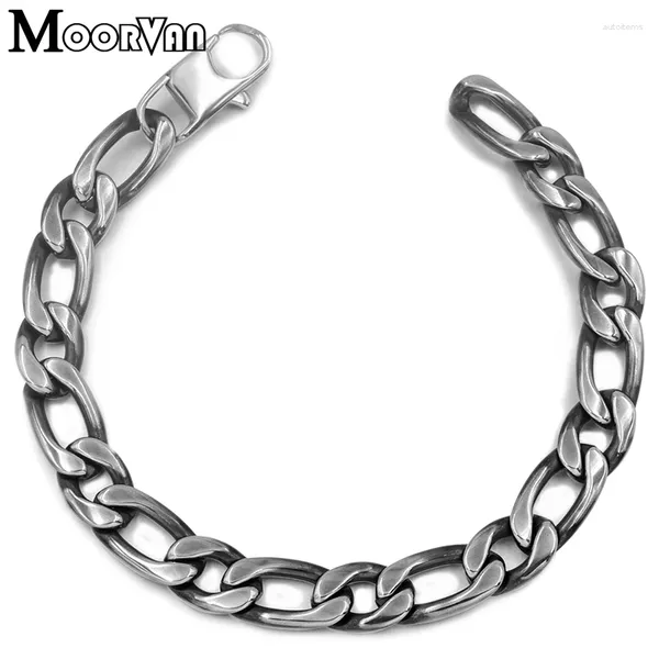 Bracelets de liaison moorvan liens cool accessoires masculins en acier inoxydable rétro pour la chaîne punk mâle figaro hommes bracelet bracelet bijoux