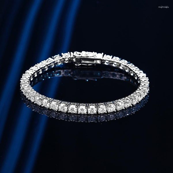 Bracelets à maillons Mosson Diamant Homme Femme Argent 925 Brillant Bracelet Noël Mariage Anniversaire Cadeau Pour Année Saint Valentin