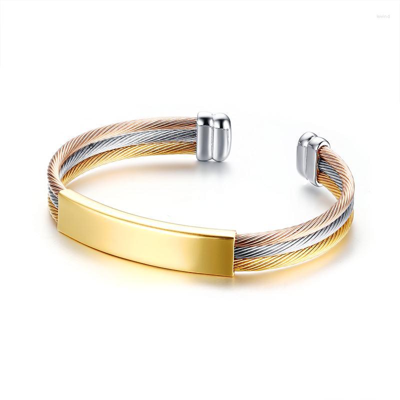 Link Bracelets Multi Coloured Opening Bracelet Pulseras Gift Cuff Women Jewelry Steel And Rose Gold Color