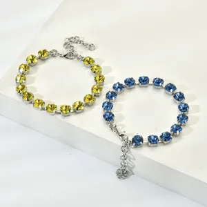 Link Armbanden Veelkleurig Kristal Verzilverd Dames Zirconia Tennis Armband Dames Meisjes Modeketen Sieraden